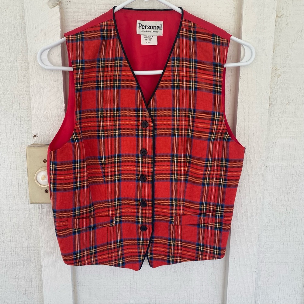 Vintage Red Plaid Vest
